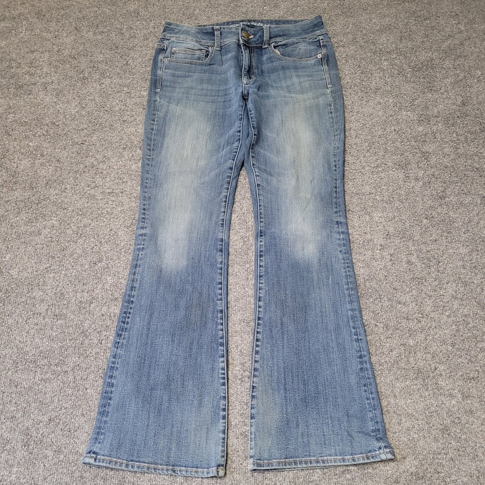 American Eagle Jeans Womens Size 6 Blue 360 Super Stretch Flare Medium Wash Good